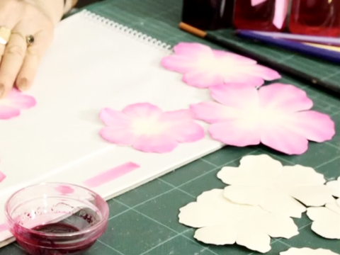 Hat Academy Online Tutorial  D12  "Peony Leather Flowers" -Leather for Lesson - Exquisite Leather by Cherryl McIntyre, Brisbane Australia