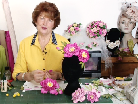 Hat Academy Online Tutorial  D12  "Peony Leather Flowers" -Leather for Lesson - Exquisite Leather by Cherryl McIntyre, Brisbane Australia